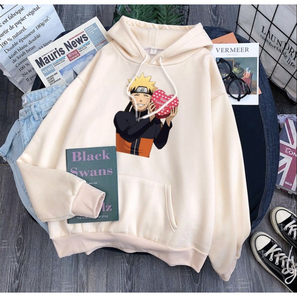 NARUTO Love anime Jumper Hoodie II  Sweater Hoodie Trendy II Sweter Oblong Topi Sz M - XL ( Pria &amp; Wanita / Anak &amp; Dewasa )