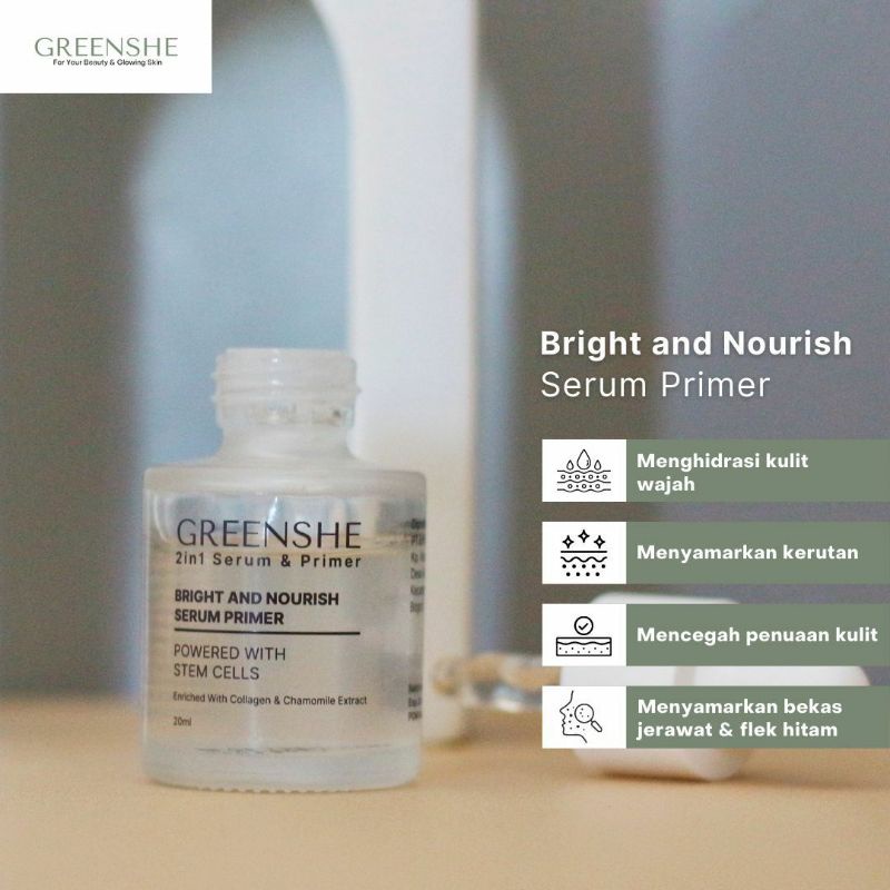Bright and Nourish Serum Primer Greenshe- Serum Greenshe- Galeri Syifa Majalengka