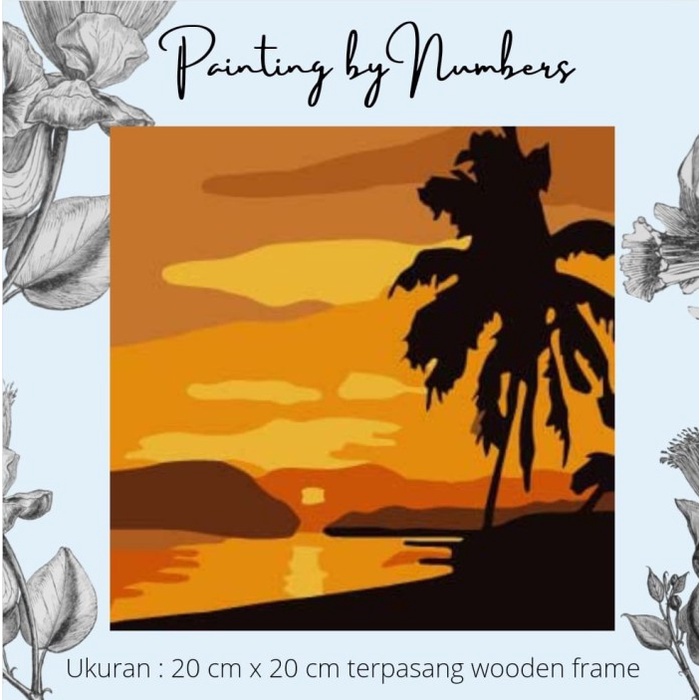 

DIY painting by number 20x20cm kerajinan tangan - BEACH 3 - PAINT ONLY