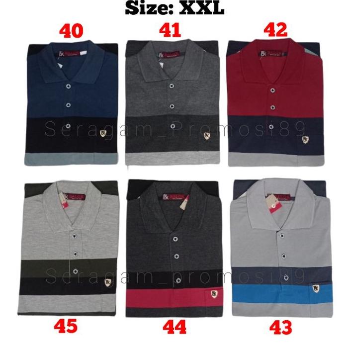 Promo - Terbaru Kaos Kerah Pria Motif Salur Xxl Bigsize - Kaos Cotton Pria Dewasa - Kaos Kerah Wangk