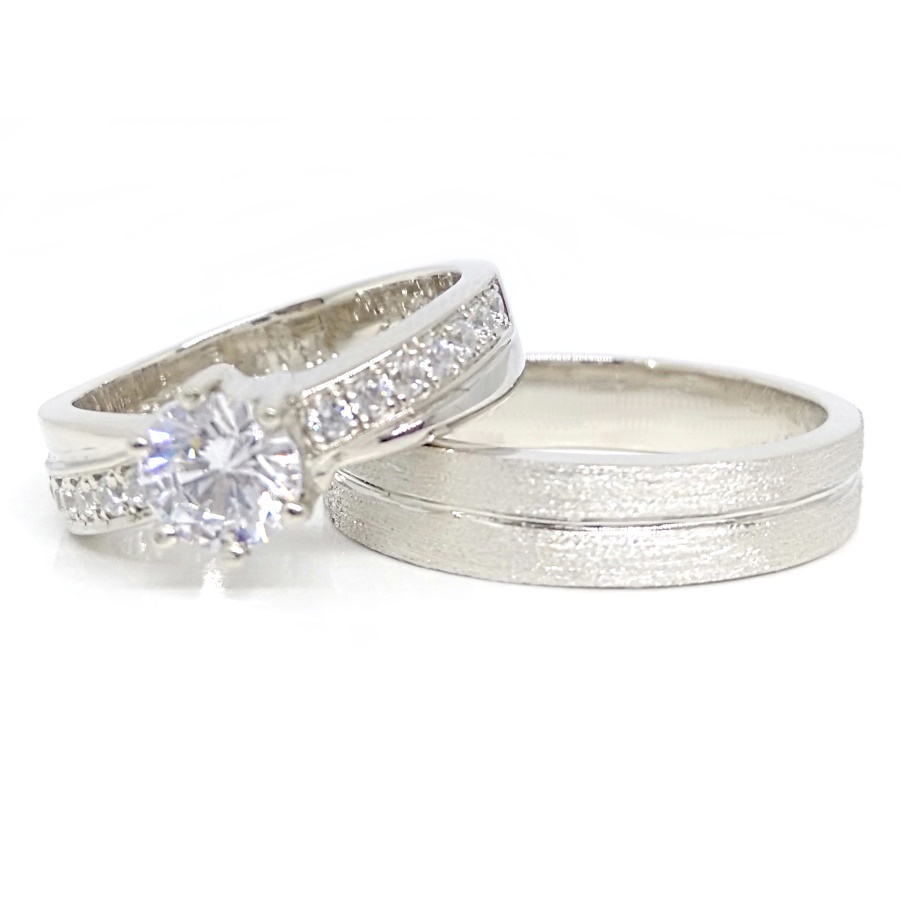 Cincin Tunangan Couple Perak Asli Ukir Nama A5