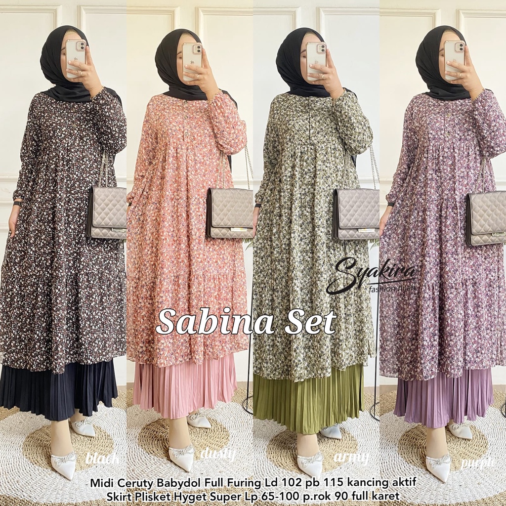 SABINA SET TUNIK MOTIF ROK PLISKET ORI BY SYAKIRA