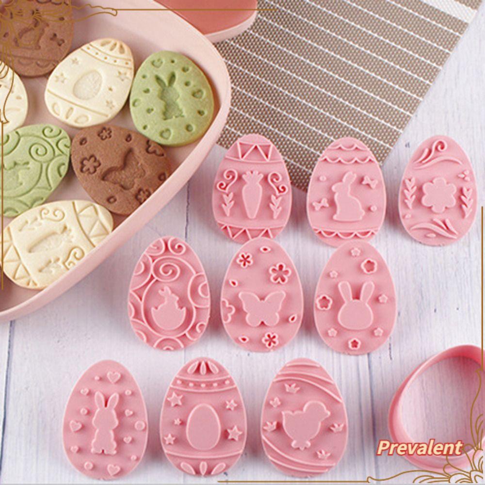 Preva 9pcs/set 3D Easter Rabbit Egg Food Fondant Cetakan Kue Plunger Plastik Toples Saus Sandwich