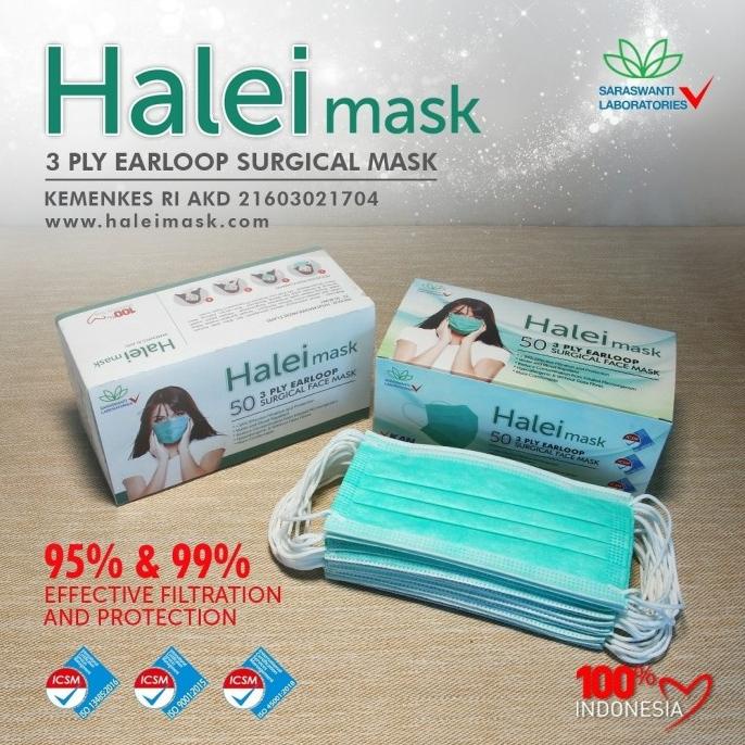 MASKER HALEI 3PLY (MASKER MEDIS HEADLOOP) (1 Karton = 40Box) t-att-shop Juara