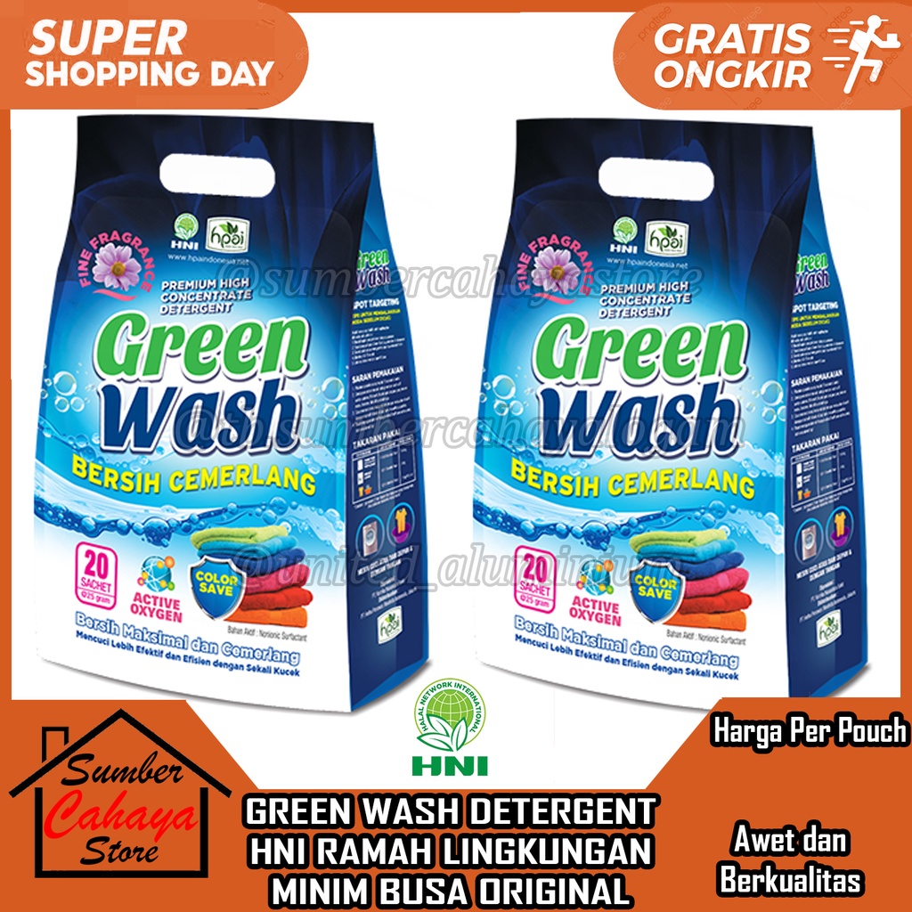 Jual GREEN WASH DETERGENT HNI HPAI DETERJEN KONSENTRAT RAMAH LINGKUNGAN