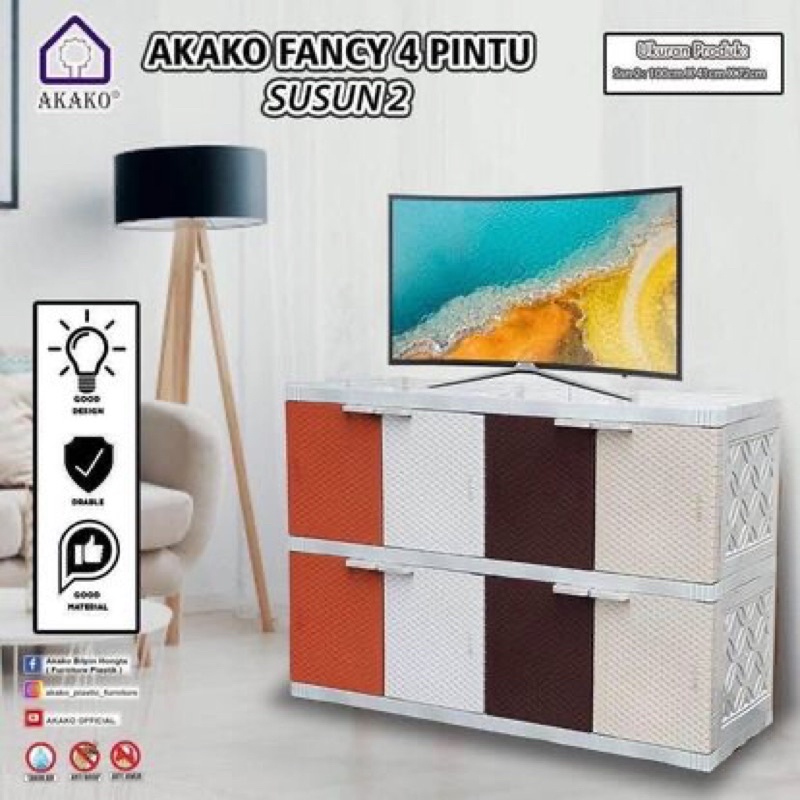 Lemari Plastik Akako 8 Pintu susun 2 Fancy