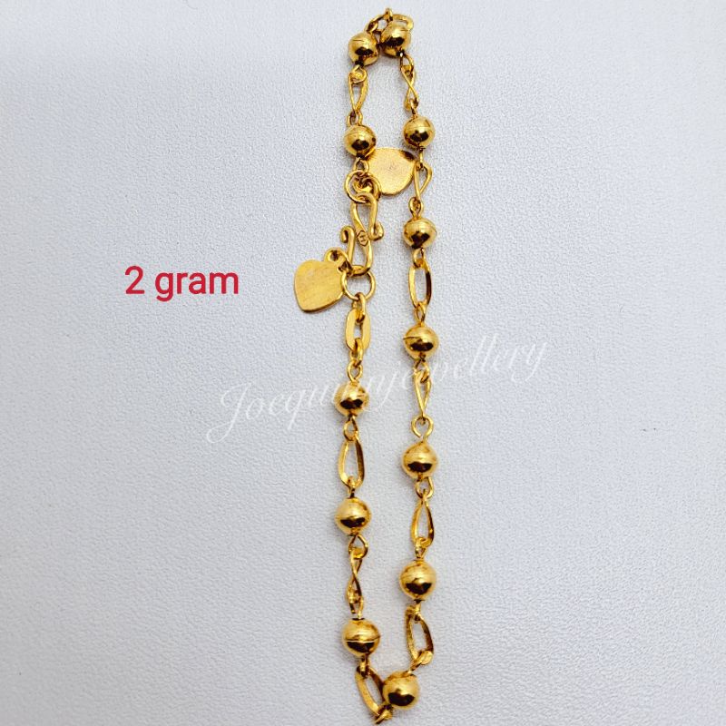 gelang emas muda 2 gram model bulet