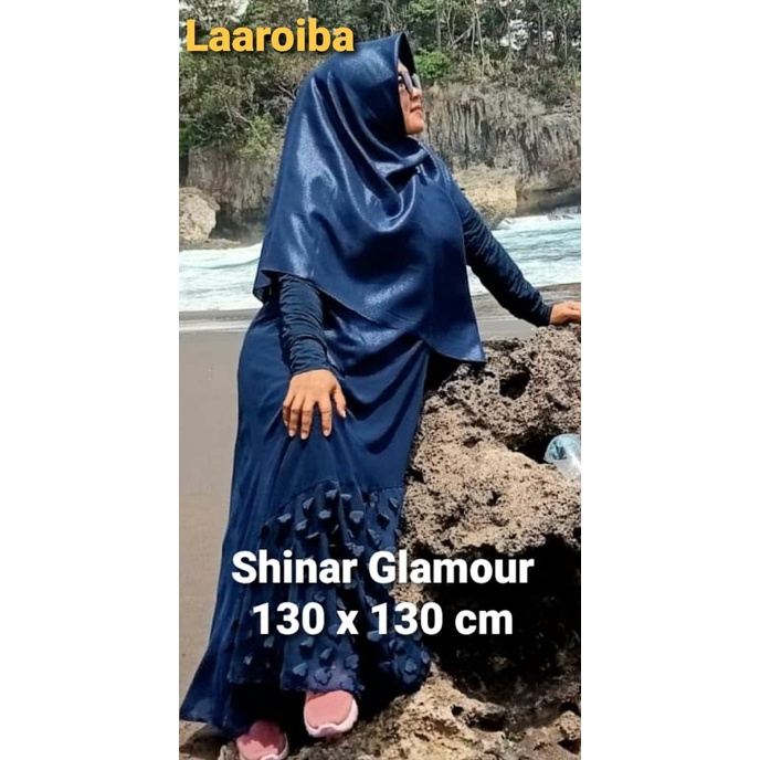 SHINAR GLAMOUR LASER CUT SYAR'i/ UKURAN 130X130 / Gliter Hijab Segi empat Laser Cut/Jumbo