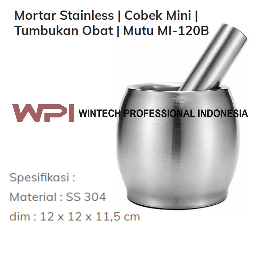 MUTU MI-120B Mortar Stainless Stell - Cobek Mini - Tumbukan Obat
