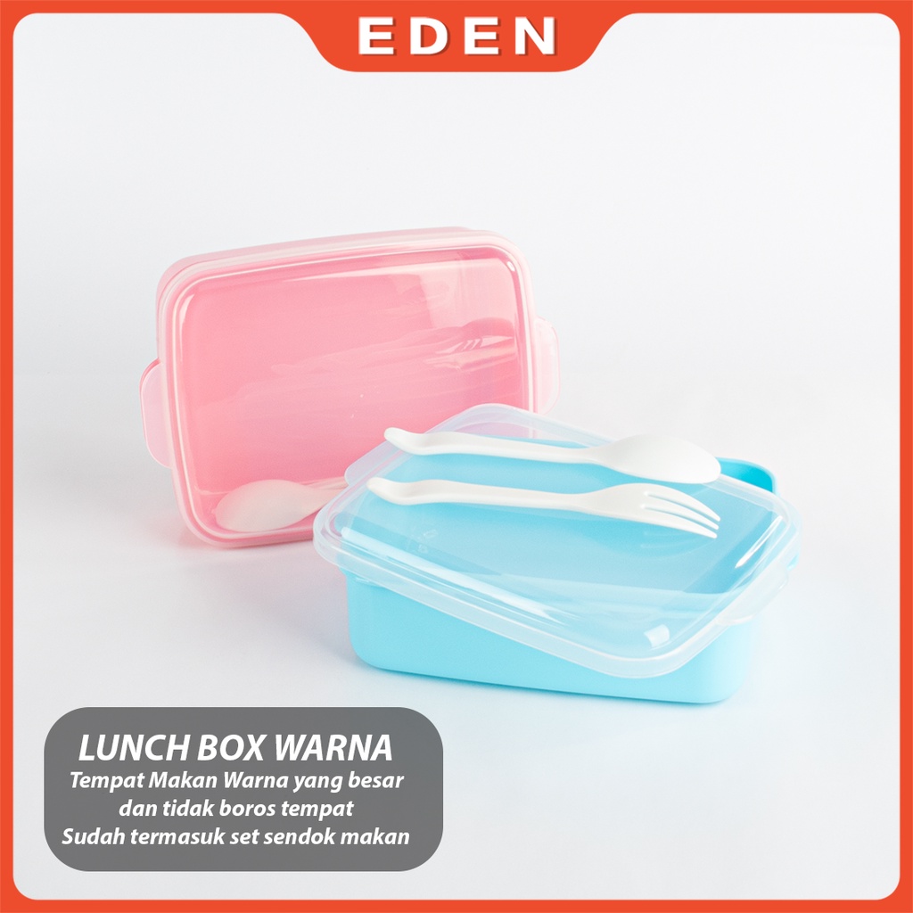 Lunch Box Portable 2 Warna dengan set sendok Siap Pakai | Kotak Bekal Serbaguna