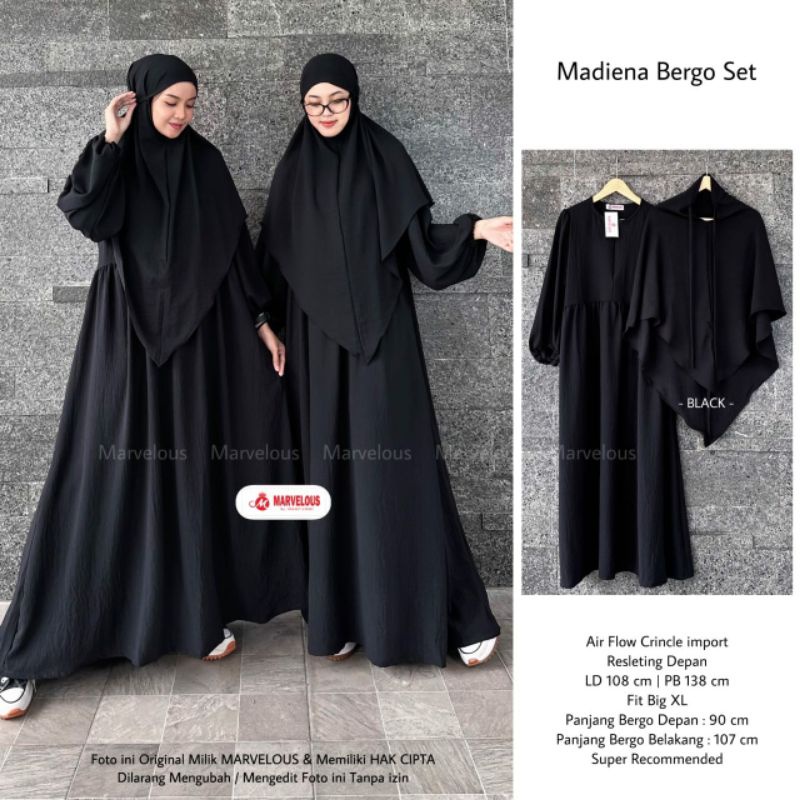 MADIENA BERGO SET ORI MARVELOUS | Dress+Jilbab | Airflow import Busui