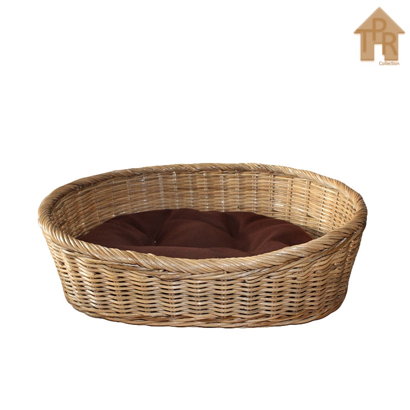 Rotan Pet Basket Keranjang Kucing Anjing Oval D45