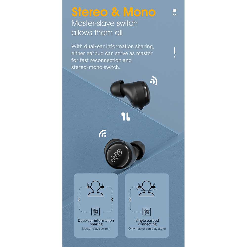 QCY TWS Bluetooth Earphone with Charging Case - QCY-T17 ( Mughnii )