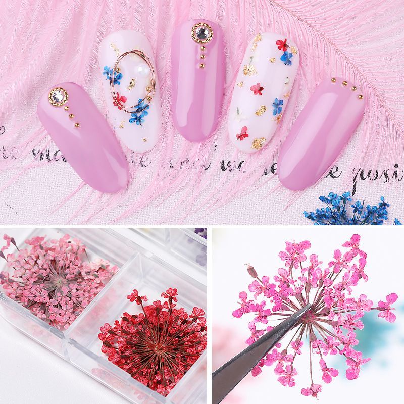 hiasan kuku nail decoration bunga Real flower decoretion nail art aksesoris charm nail charm nailart