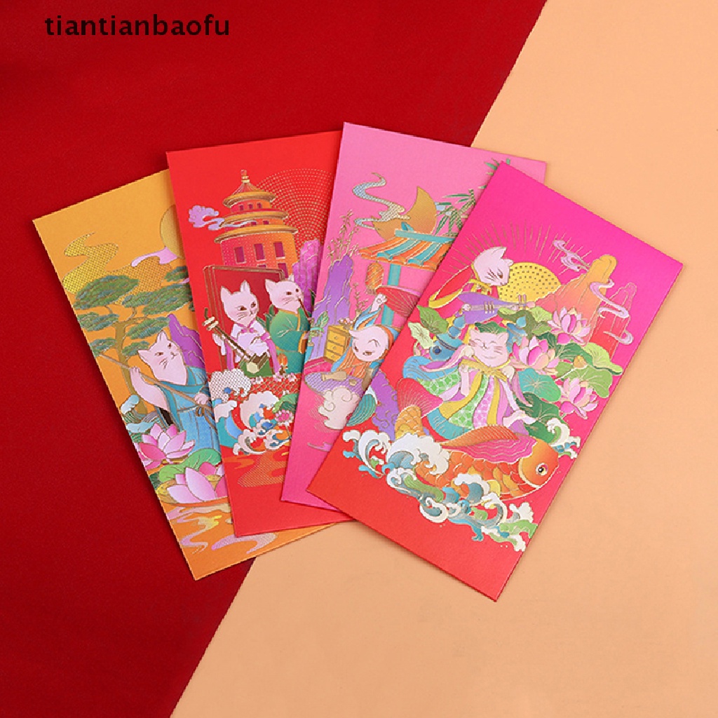 [tiantianbaofu] 6 Pcs 2023tahun Kelinci Cina Amplop Merah Kartun Hongbao Perlengkapan Festival Butik