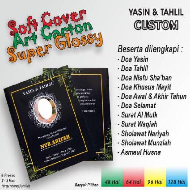 TERMURAH Souvenir Buku Yasin dan Tahlil, Soft Cover buku yasin, Yasin dan Tahlil custom, Yasin Custo