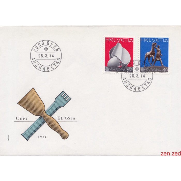 

A524 Prangko Swiss FDC 1974 EUROPA Stamps - Sculptures 1 Pcs