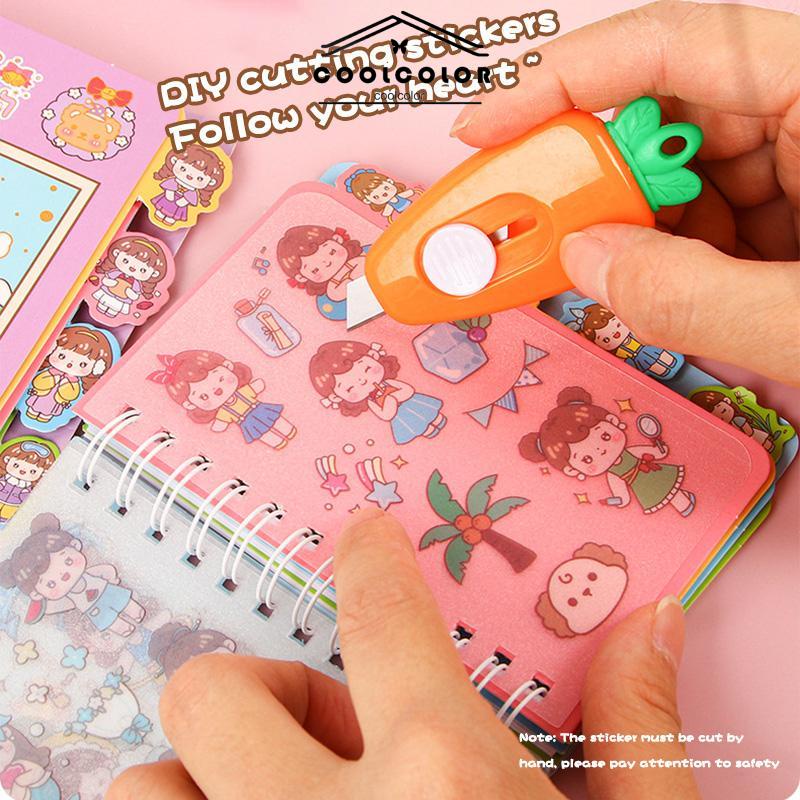 COD❤️Buku Catatan Lucu Siswa Scrapbook Coil  Buku Portabel  Dengan Stiker Di Dalamnya- cl