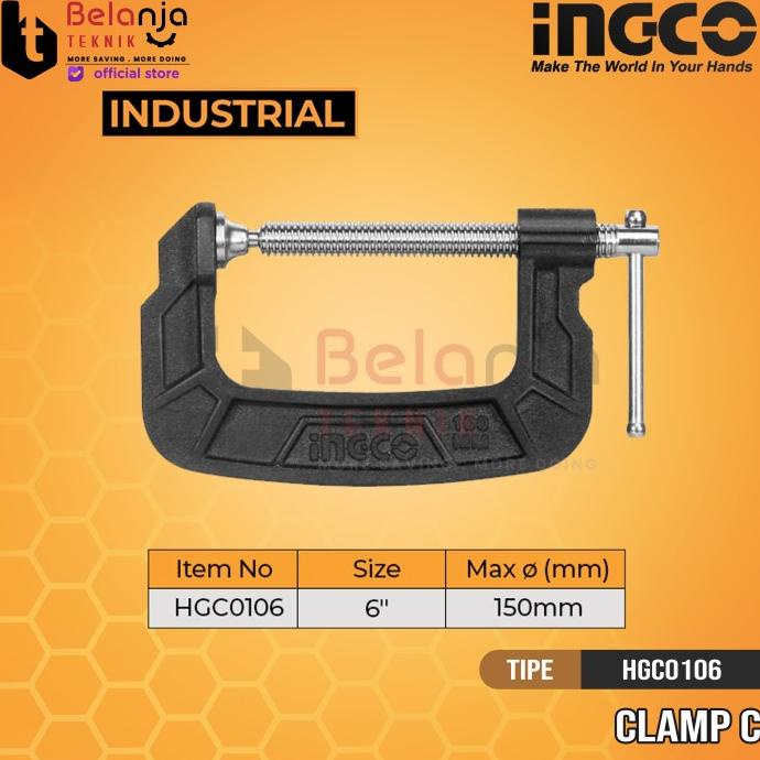 Ingco Klem C/G Clamp C 6" Catok Jepit Press Kayu Besi 6 Inch HGC0106 belanjate77