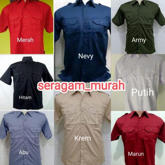 SERAGAM BAJU KEMEJA PENDEK TRANS TV HITAM KREM NEVY HITAM PDH PDL