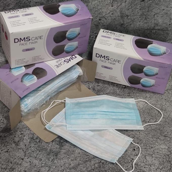 DMS CARE - MASKER 3PLY EARLOOP DMS DISPOSABLE MASK - BIRU ISI 50 PC t-bellasleepwears Segera Dapatka