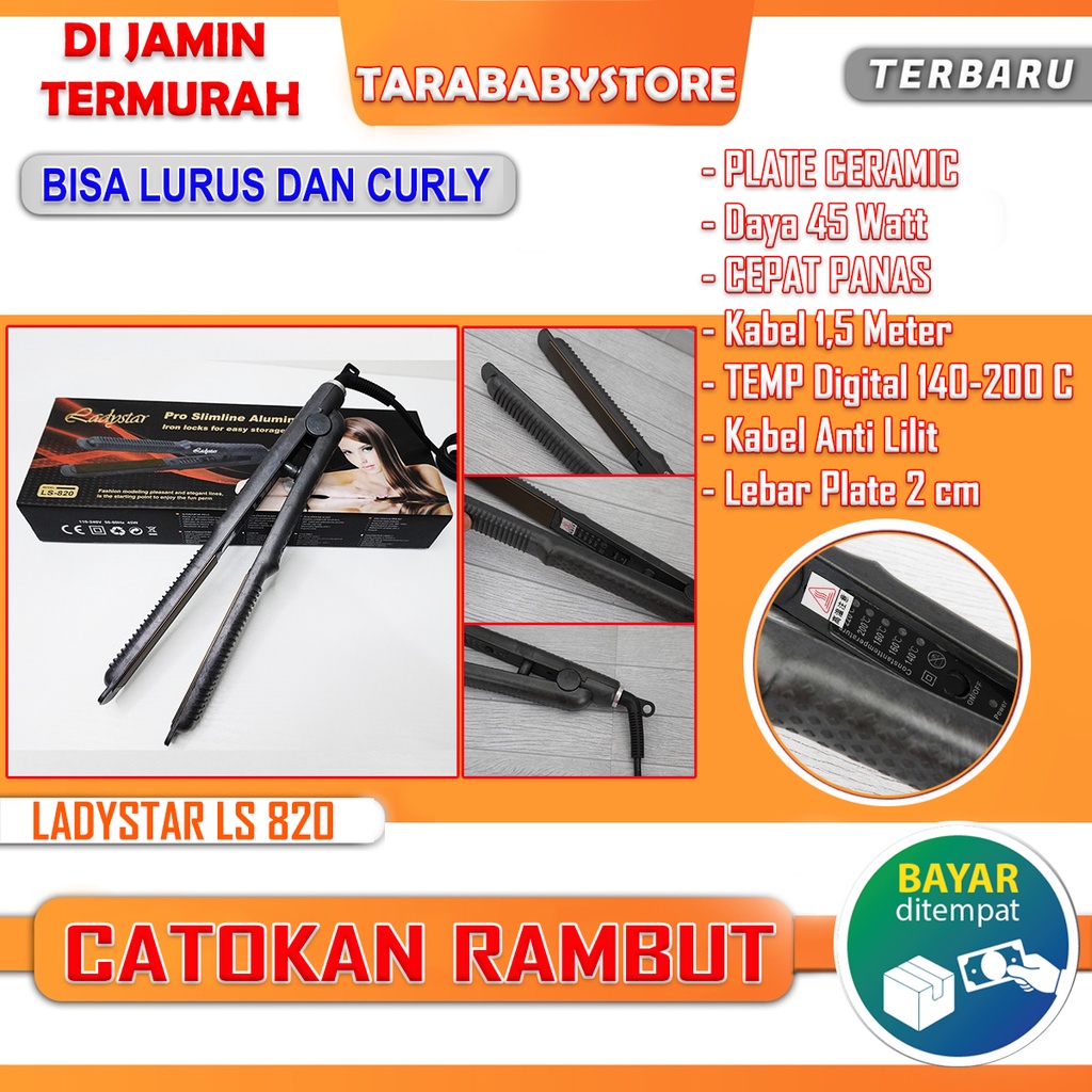 ORIGINAL Catokan LADYSTAR LS-820 LURUS DAN CURLY-HITAM