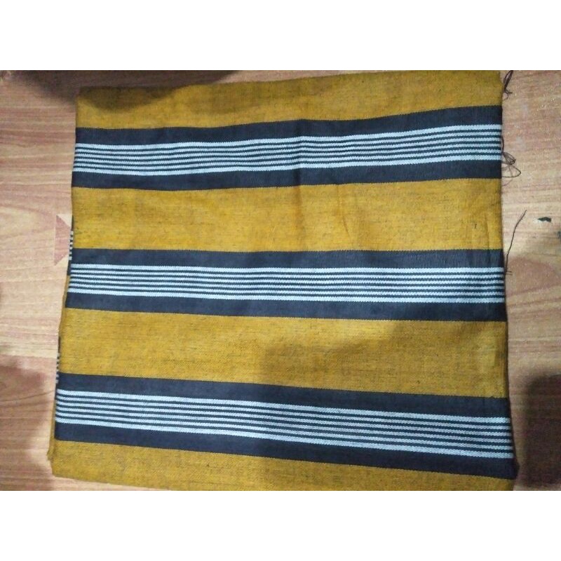 Jual Bahan Kain Tenun Lurik Salur Besar Warna Kuning Adat Jawa Jogja