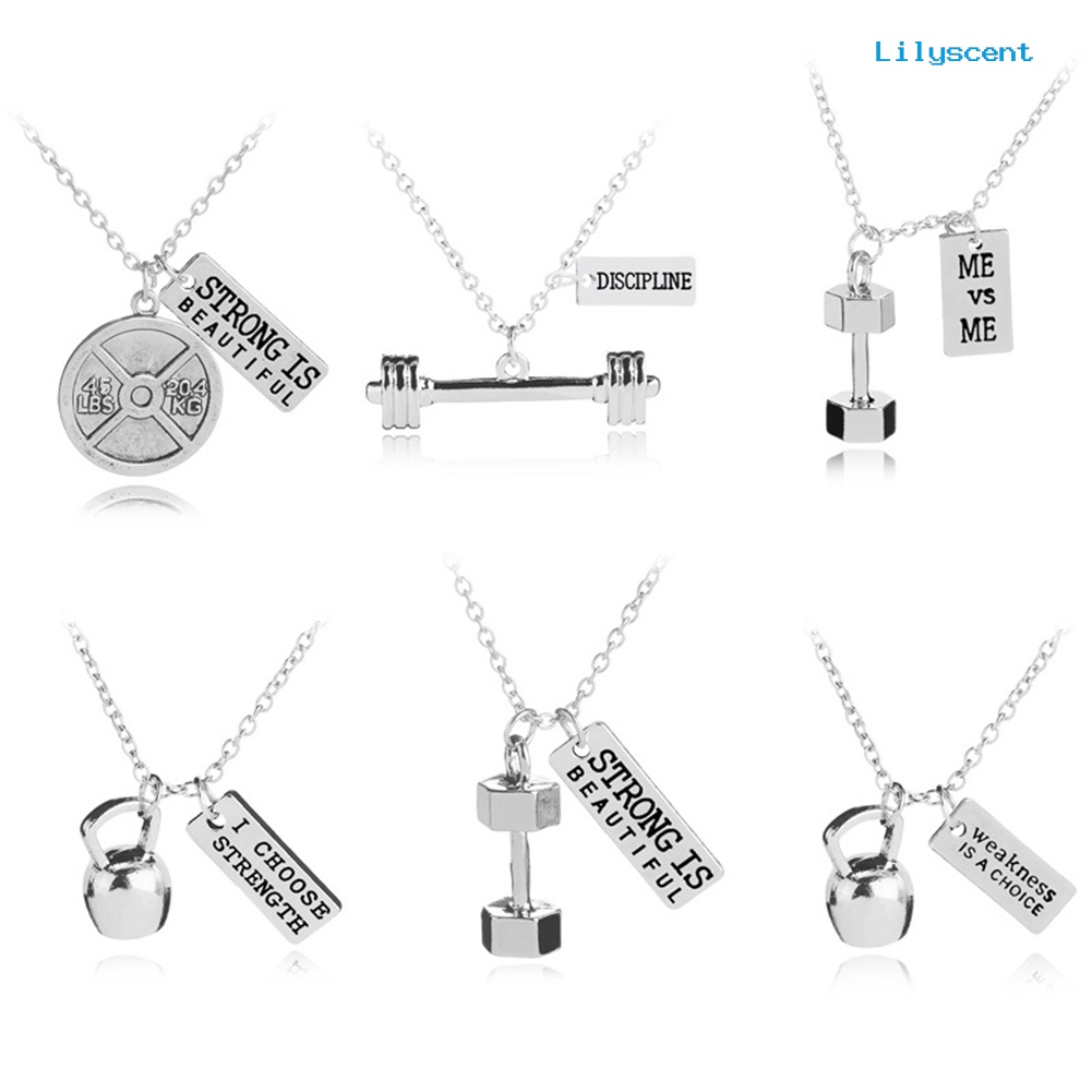 [LS]Fashion Unisex Kebugaran Dumbbell Liontin Musim Gugur Kalung Pasangan Perhiasan