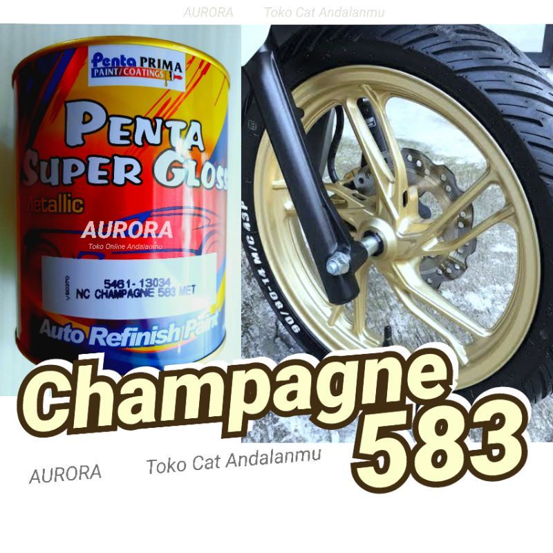 Cat Penta Super Gloss 5461-13034 NC Champagne 583 Met 200ml Emas Muda Metalik Gold Metalik Duco Duko
