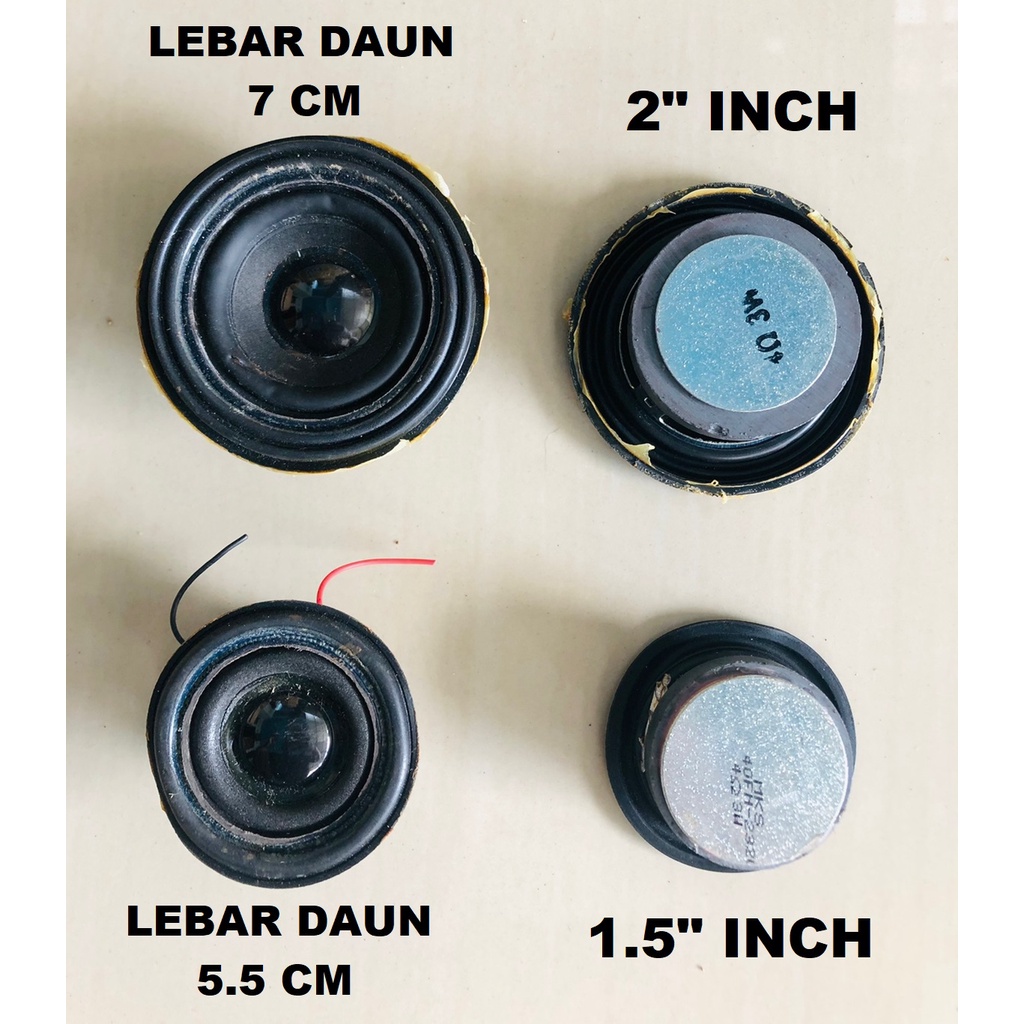 Speaker 2 INCH 2" DAN 1.5" I.5 INCH DAUN/KARET LEBAR 4 OHM 3 WATT Copotan LIKE NEW MULUS Magnet Besa