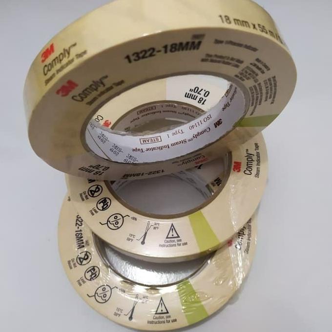 Pita Autoclave Tape 3M 1322 Indicator Comply Steam 18mm x 50 meter
