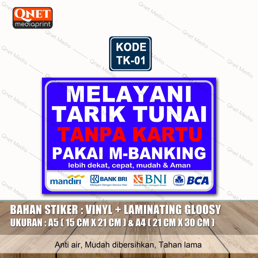 

STIKER MELAYANI TARIK PAKAI M-BANKING + LAMINASI GLOSSY