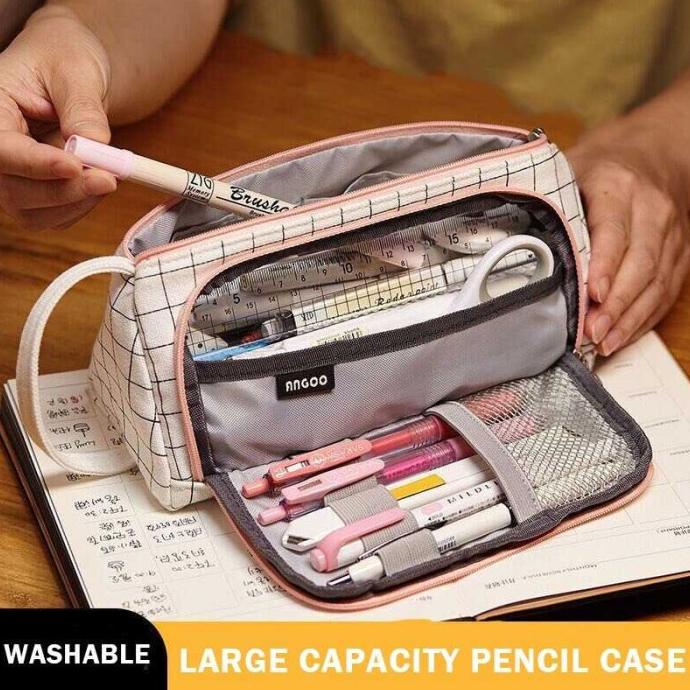 

Tempat Pensil Ukuran Besar Pencil Case Pouch Stationery Black