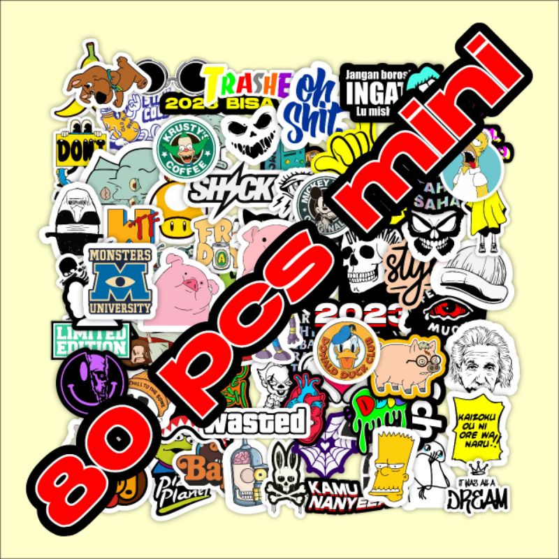 

STIKER STICKER NEW PACK MINI ISI 80 PCS PART 2 CAMPUR BAHAN GRAFTAC ANTI AIR