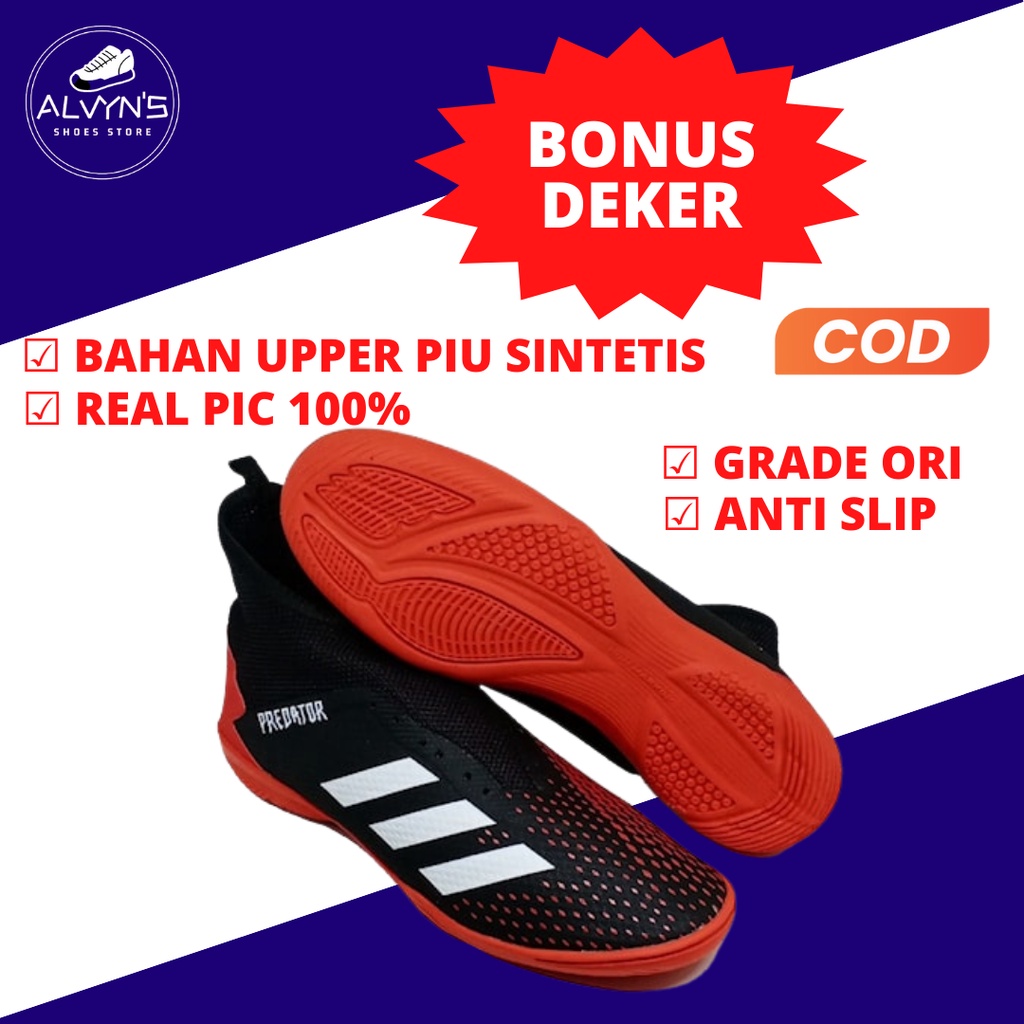 Sepatu Futsal Adidas Predator Hitam Merah Kualitas Premium - AZH