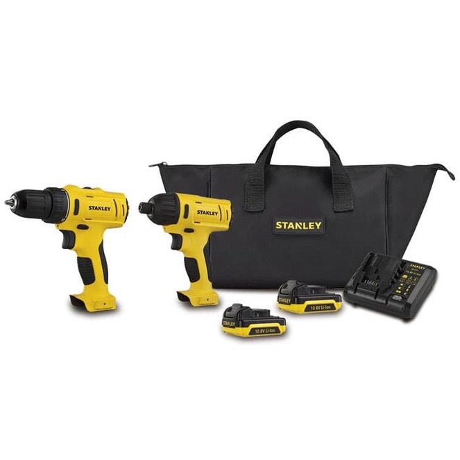 Paket Mesin Bor Baterai Cordless Bor Obeng Scdi121S2 Stanley Scdi121