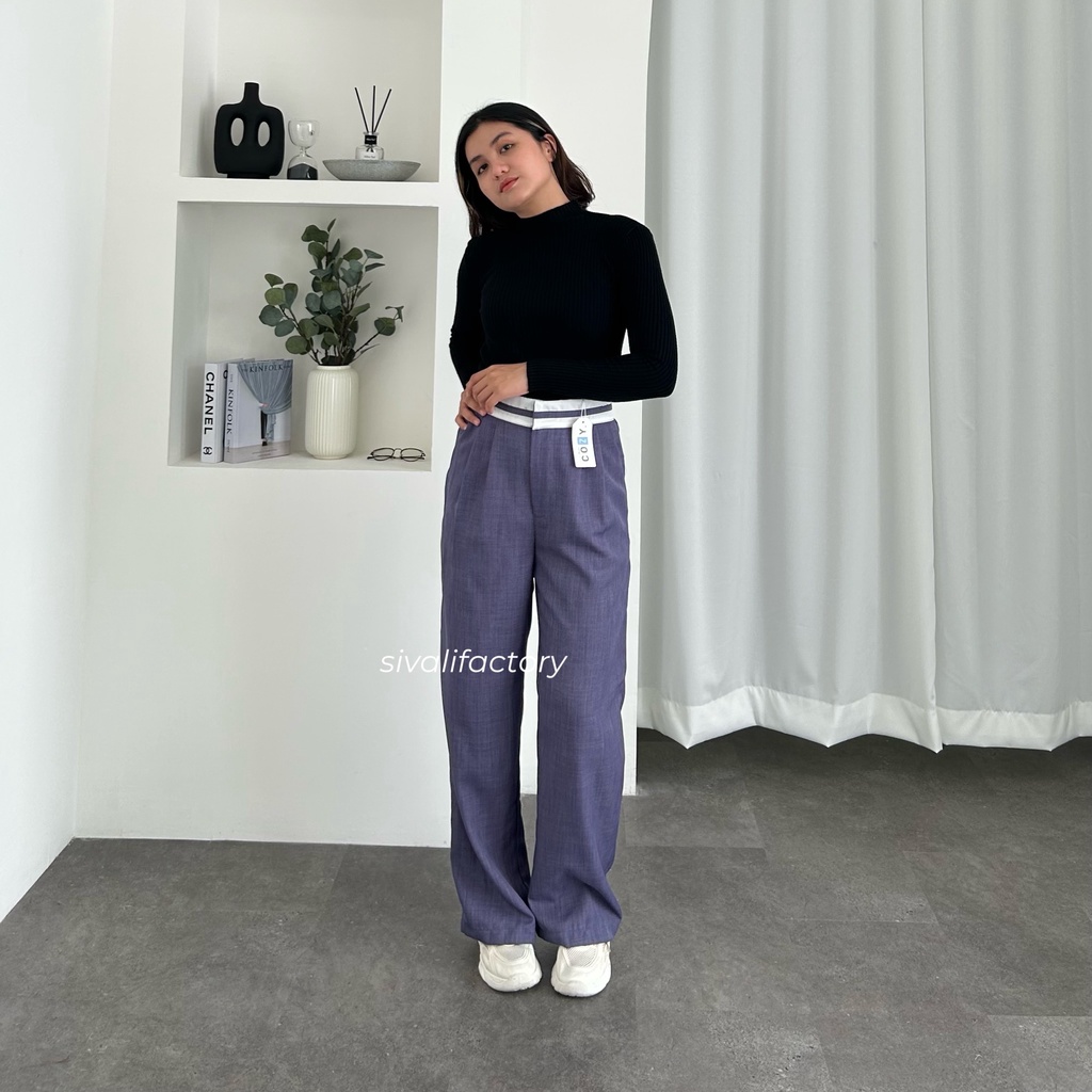 SIVALI Torry Pants - Celana Highwaist Anti Kusut - Celana Kulot Wanita - Trendy Pants