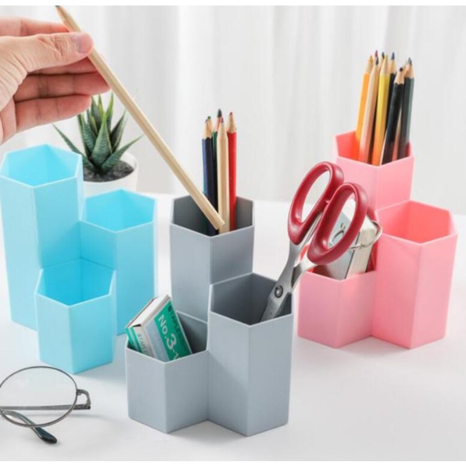 

❤ IJN ❤ Pen Holder / Rak Tempat Pulpen Pensil 3 Sekat Pastel Lucu
