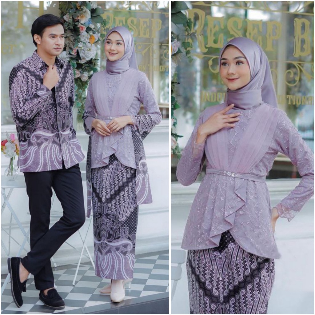 Kebaya Modern Couple Set Kebaya Wisuda Lamaran Tunangan Baju Batik Pasangan Kondangan