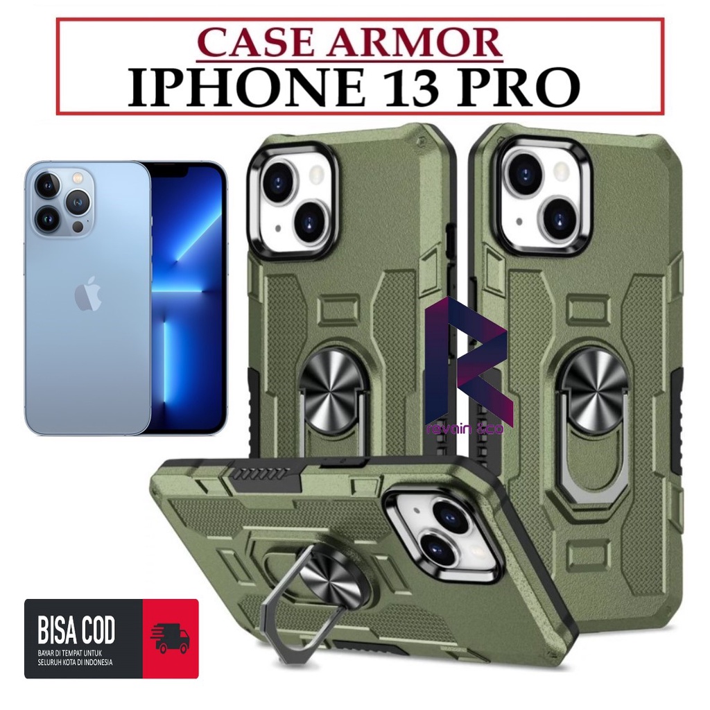 Case Armor IPHONE 13 PRO Iring Cincin Magnetic Kesing Hp Protect kamera Premium Hard Case Standing Robot Pelindung Kamera