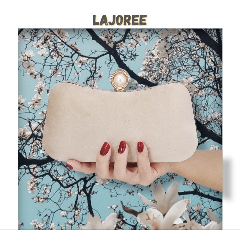 LAJOREE Simply Clutchbag Clutch Pesta Simpel Polos Cantik Elegan Bludru Beludru Tas Kondangan Seserahan