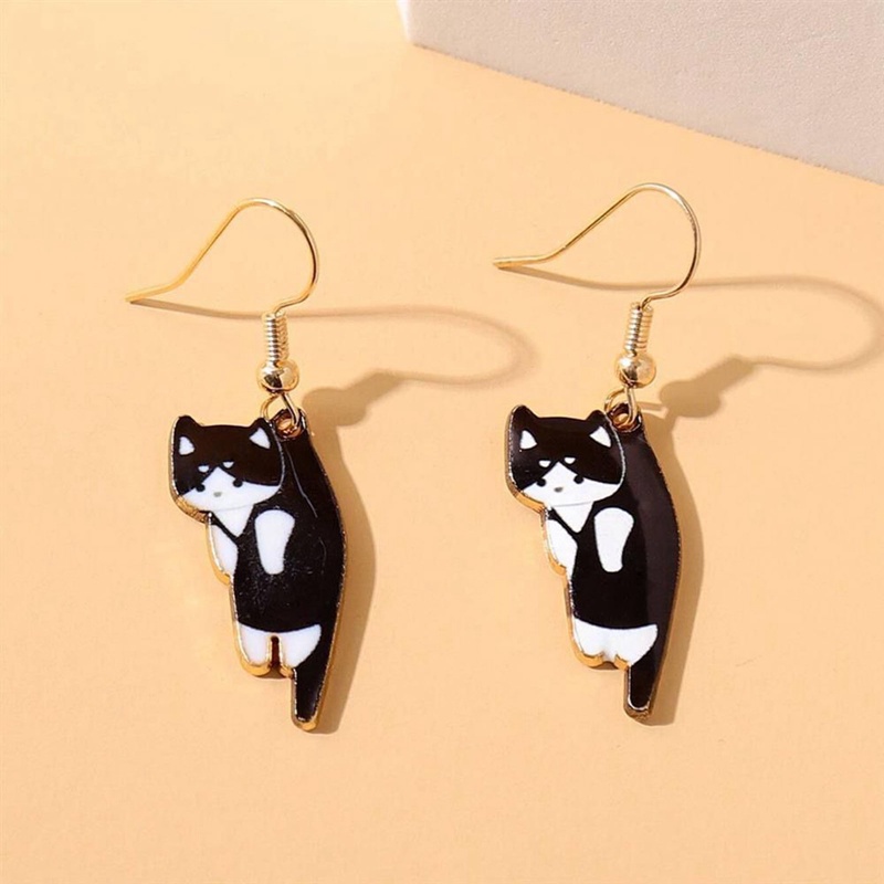 Fancyqube Trendi Lucu Kitten Ear Hook Kartun Gadis Bunga Kucing Anting Tekstur Manis Dan Segar Anting-Anting