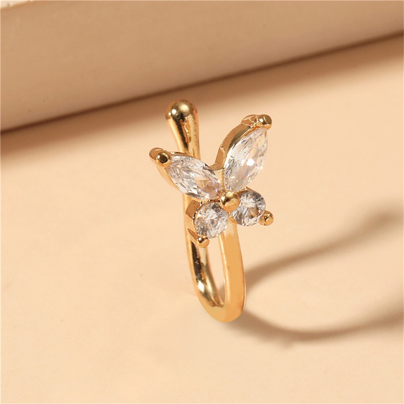 Butterfly Cincin Hidung Klip Hidung Tanpa Tindik Dengan Zircon U-shaped Nose Piercing