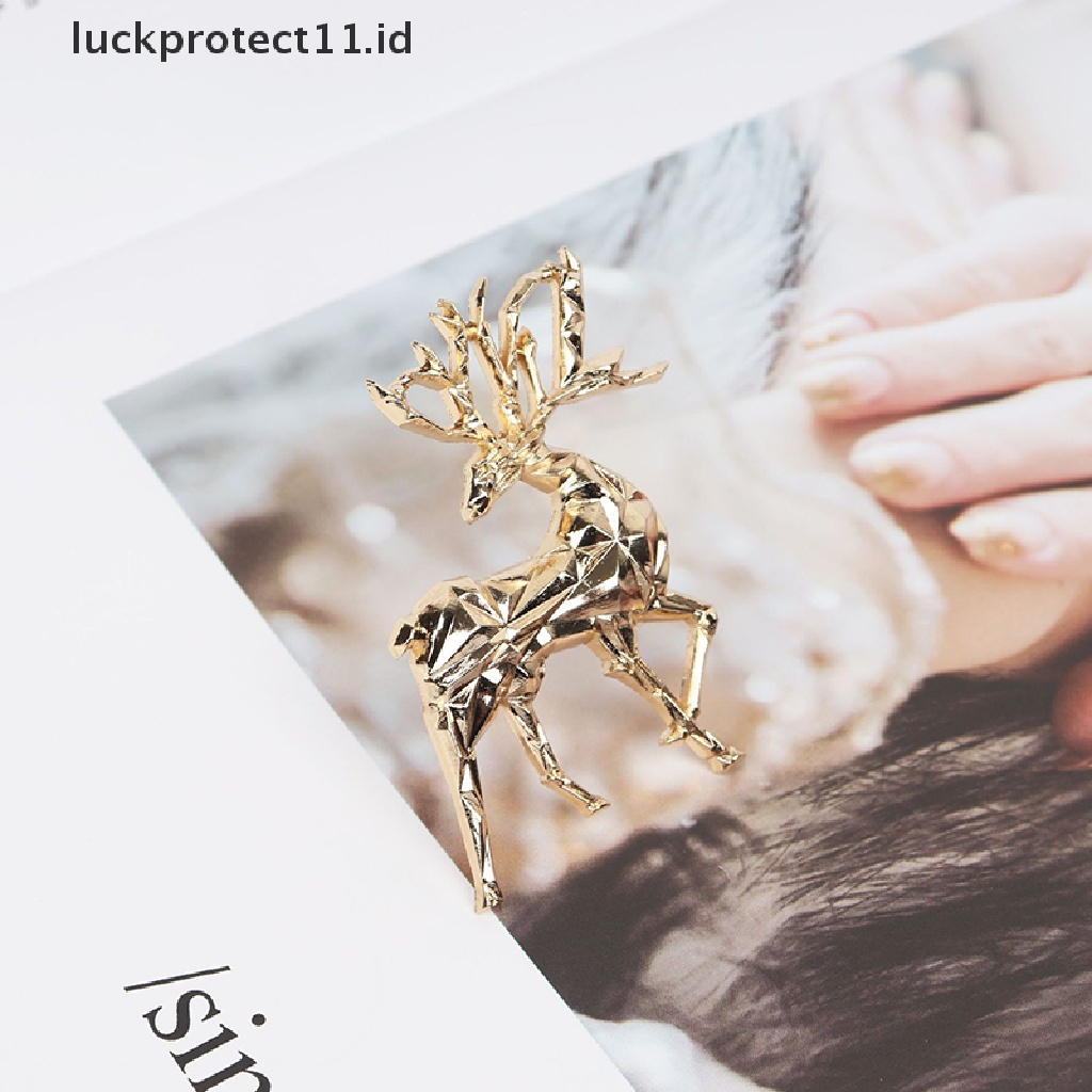 /Fashion Hot// Fashion// Indah Lucu Emas Natal Rusa Hewan Bros Pakaian Aksesoris Serbaguna.