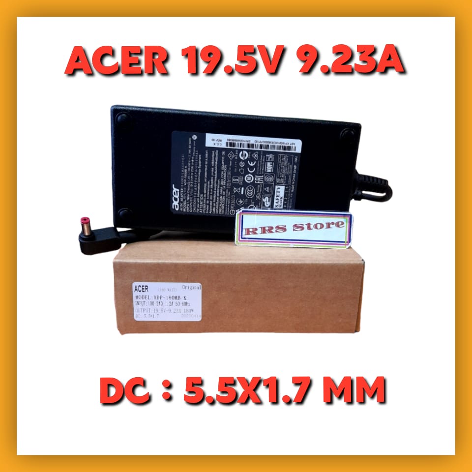 adaptor acer ADP-180TB F 19.5V 9.23A AC Adapter Power Supply H2FW071043K untuk Acer V17 V15 NITRO NITRO 7 Series Laptop Charger  Asli 19.5V 9.23A 180W Adaptor Laptop Acer Aspire V17 Nitro 5 ADP-180MB K Predator Helios 300 G3-571 Triton 500 G9-591