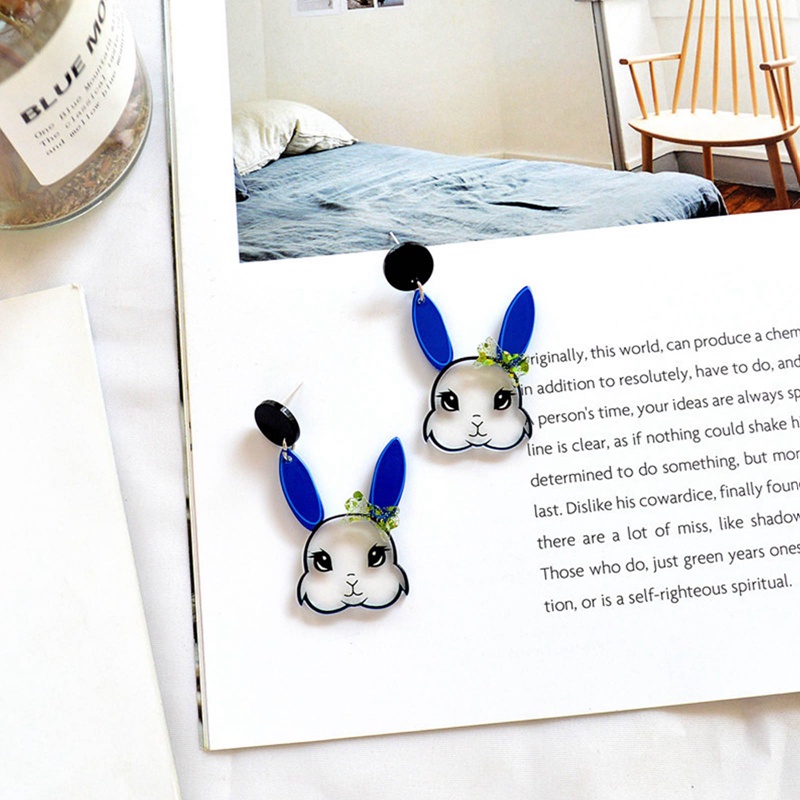 Fancyqube Korea Fashion Kelinci Lucu Statement Anting Akrilik Untuk Wanita Aesthetic Hewan Liontin Aksesoris