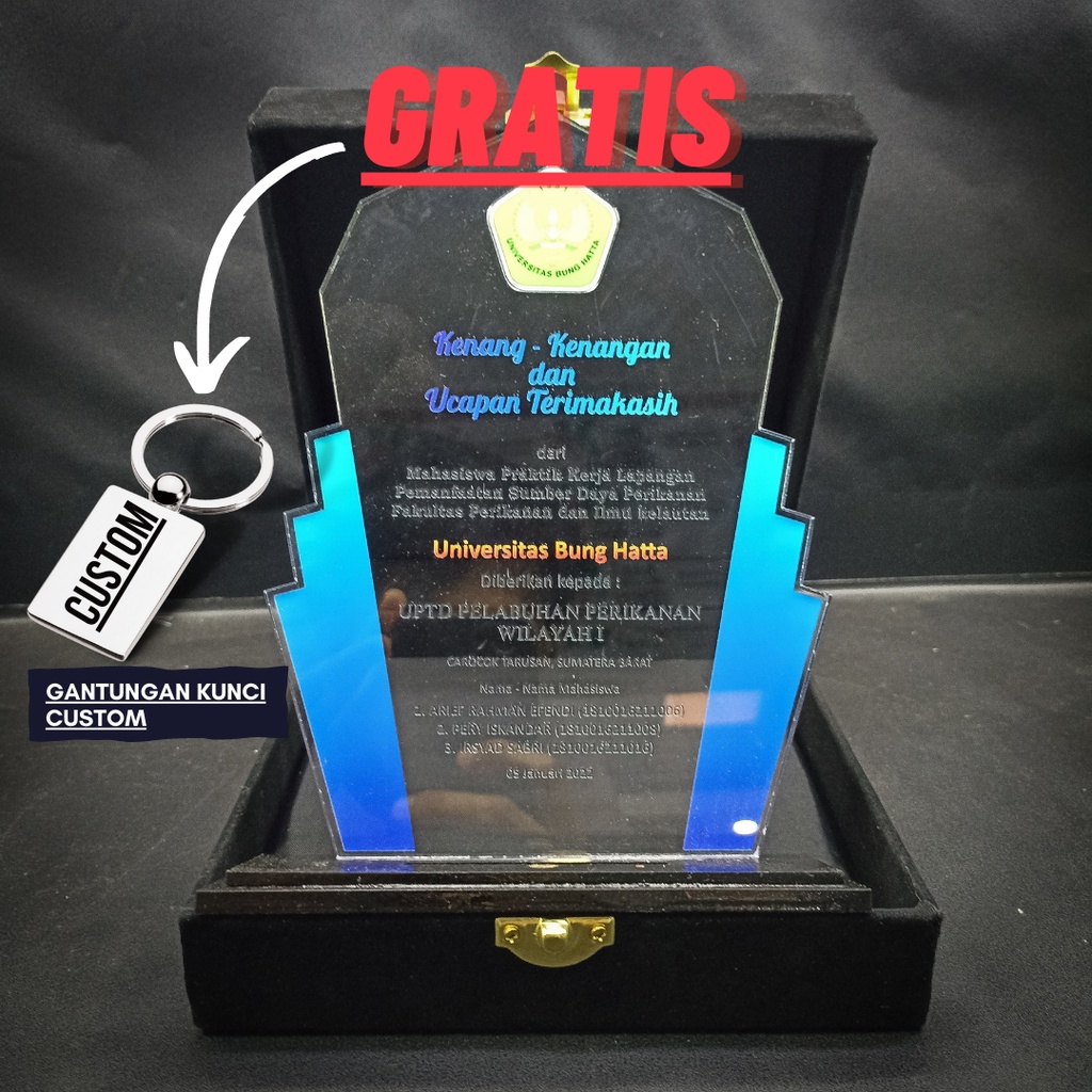 Plakat akrilik Custom ,Tebal 5mm (L)20cm x 15cm + Box Bludru