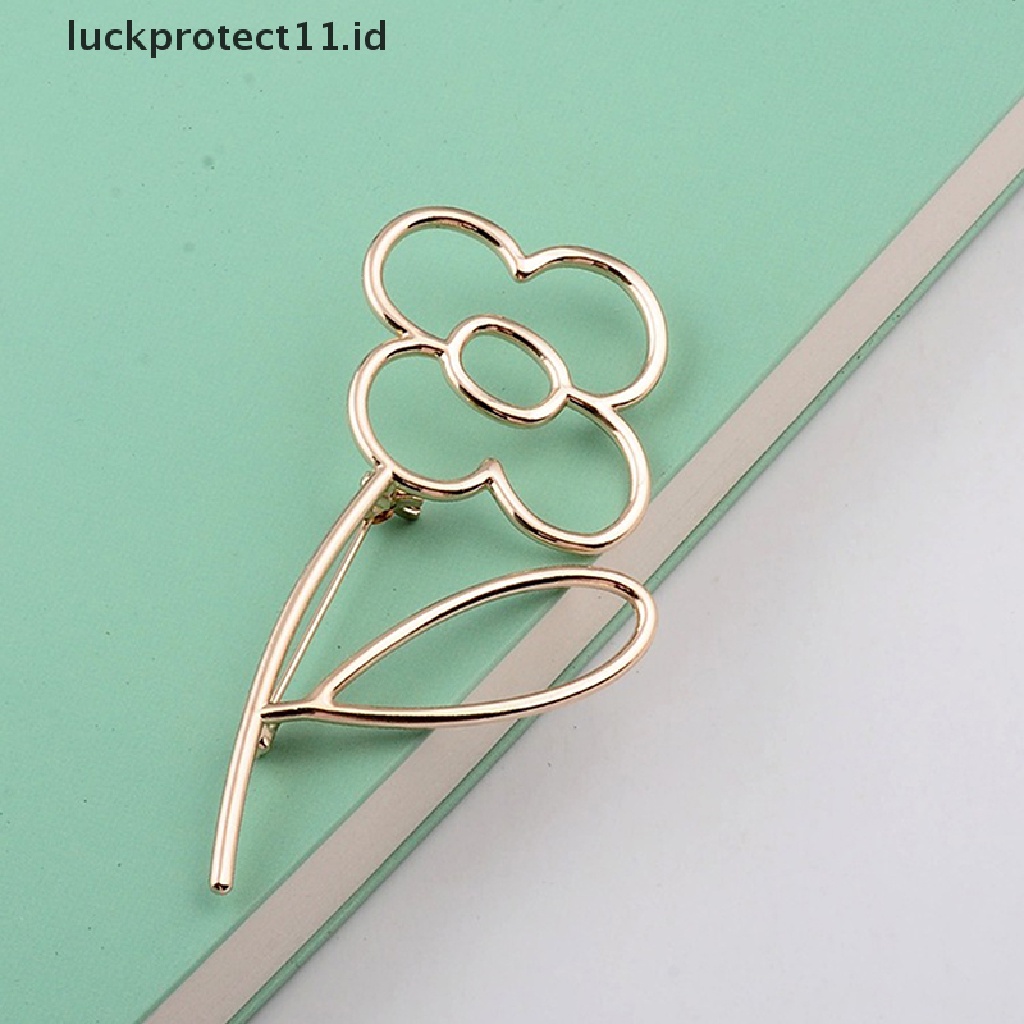 /Fashion Hot// Fashion// 1pc Fashion Brooch Pin Sederhana Berongga Bunga Bros Pin Emas Alloy Glossy Selendang S.