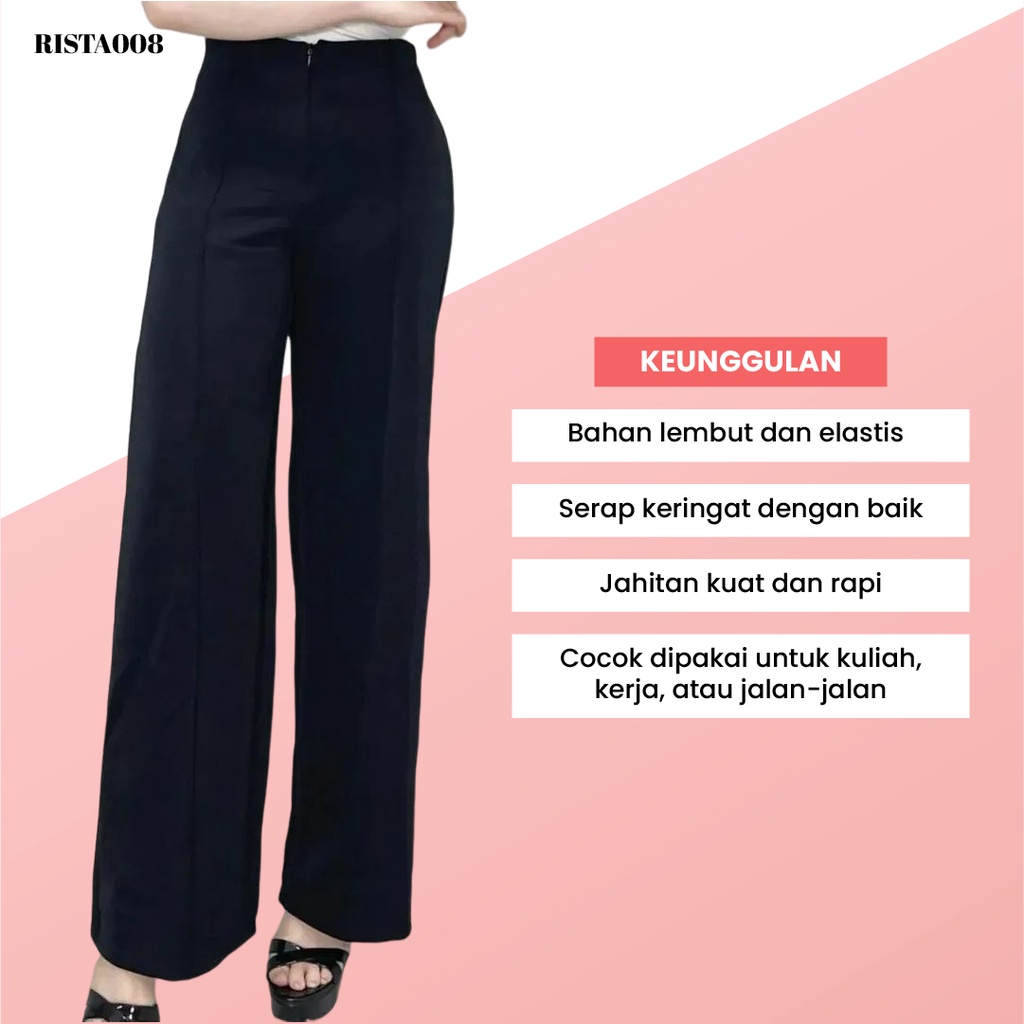 Highwaist Pants Celana Kulot Scuba Bawahan Cullote Outfit Remaja Wanita Kekinian Terbaru