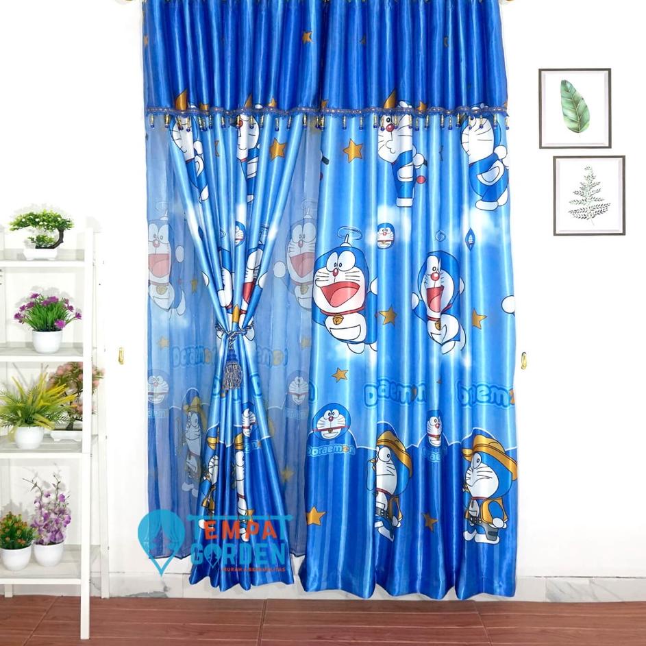 Gorden Blackout Gorden tebal Gorden Pintu Gorden Jendela Gorden Anak Gorden Karakter Motif Doraemon 